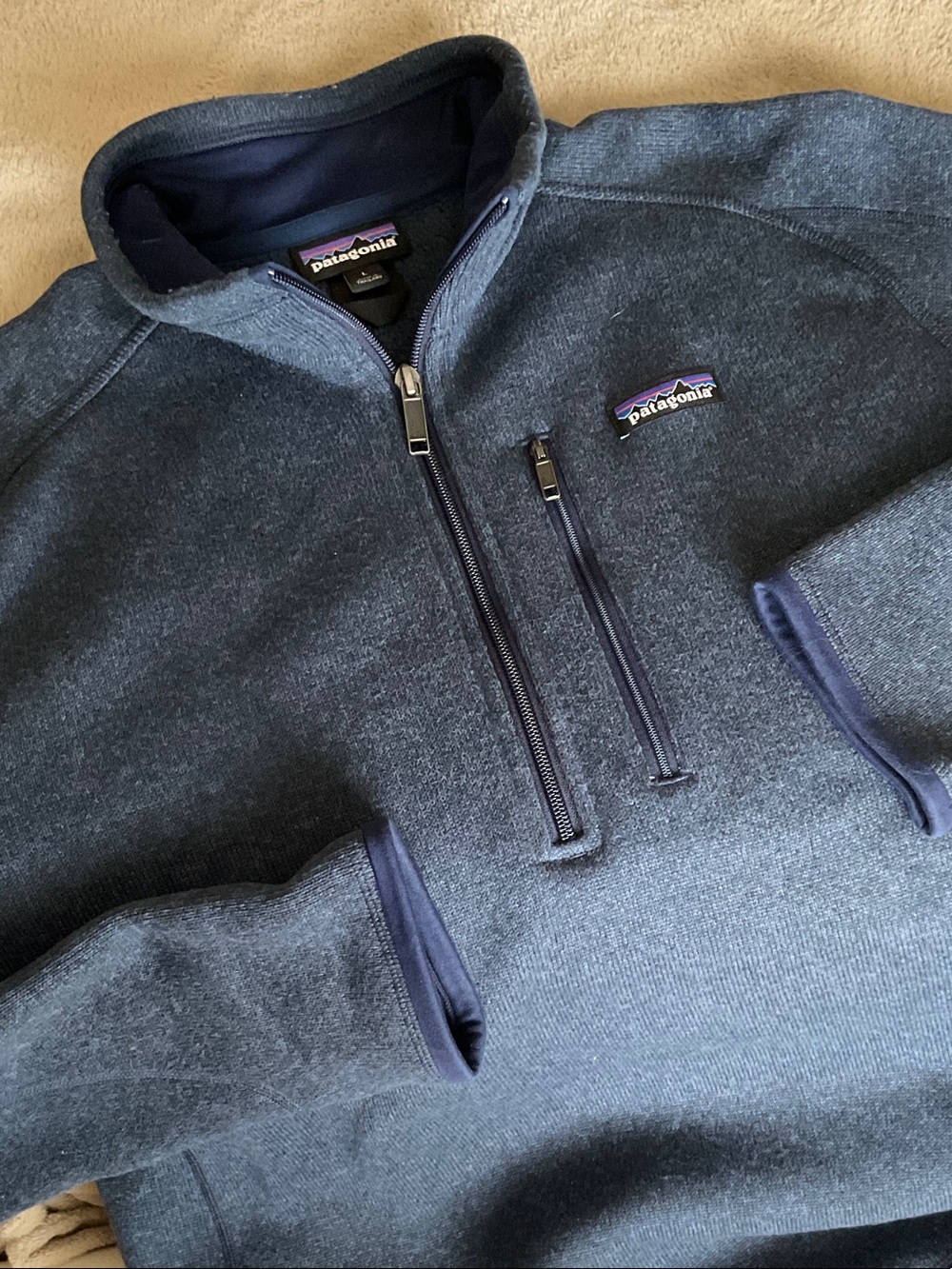 Patagonia Men’s Zip-Up Sweater Jacket - Navy Heather (size L)